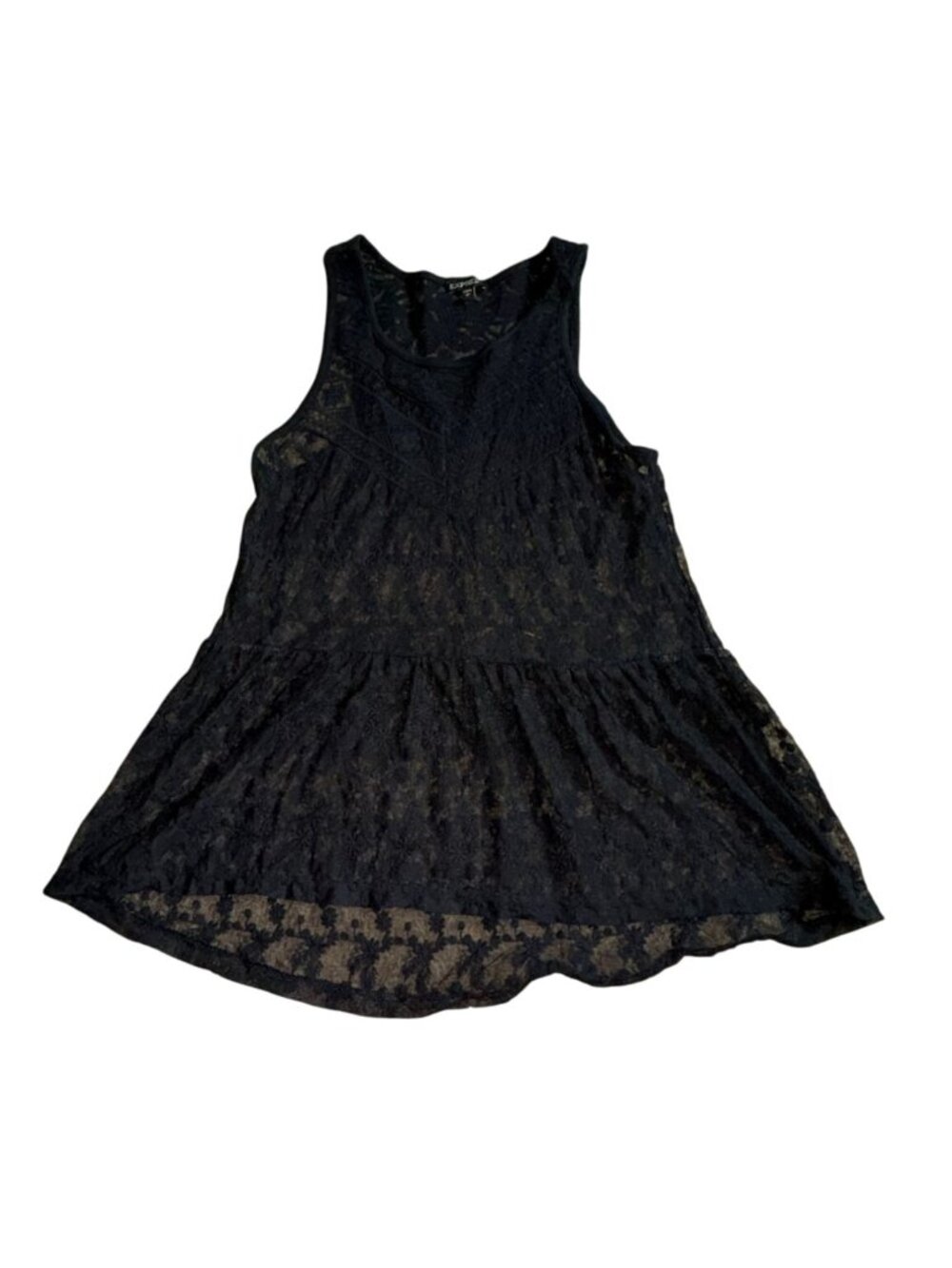 Express Womens Flowy Lace Tank Top-Black-Size S-GUC